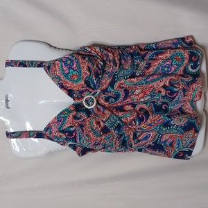 ST JOHN'S BAY Women's Multi-colored   Floral Tankini Top. Size 16W